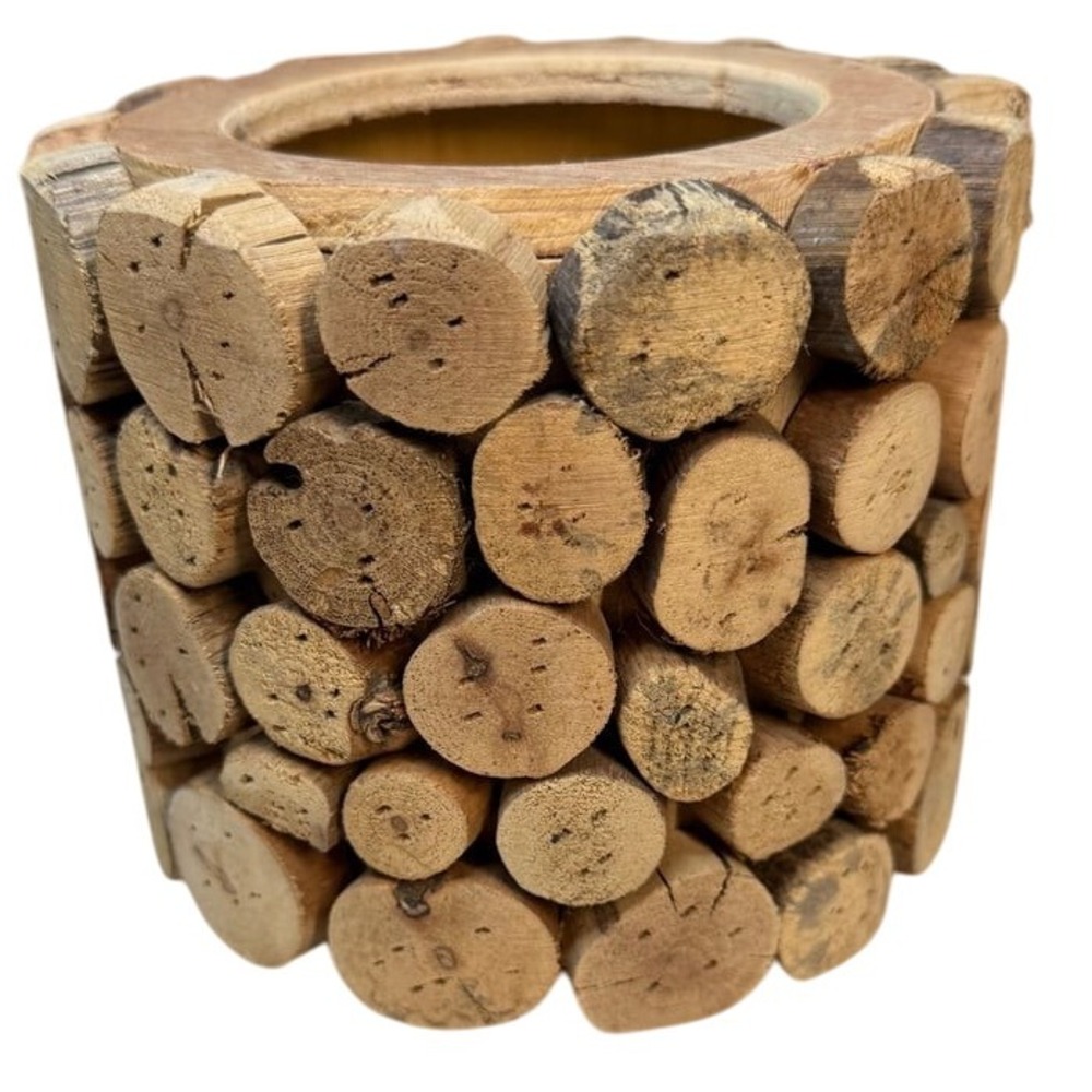 Unbranded Large Brown / Tan Trunk Style Wood 3 Wick‎ Candle plant (Holder Only)